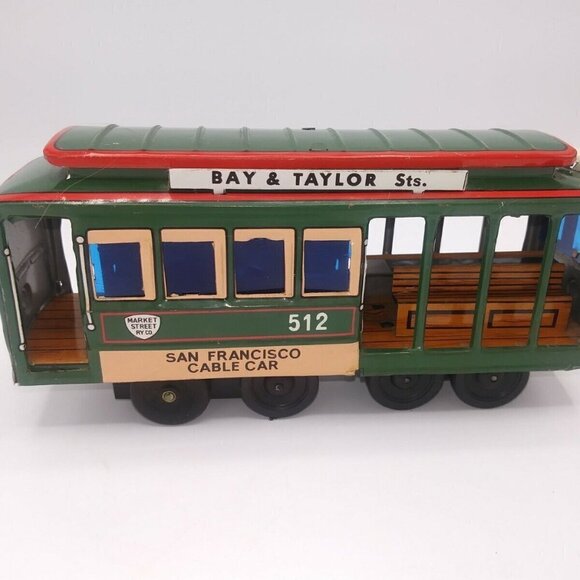 Vtg San Fran Bay Taylor Powell Mason #512 Tin Friction Trolley Cable Car Train - Picture 2 of 12